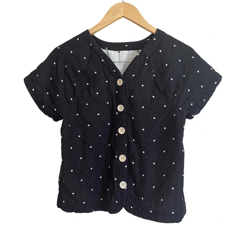 Madewell Lightspun Renwood Button-Back Top in Square Spot - Picture 4 of 5